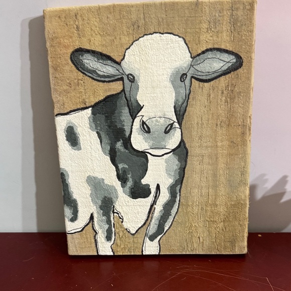 Artisan Black and White Cow Painting - Picture 5 of 7